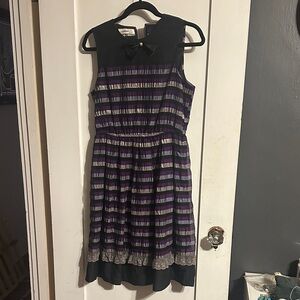 Sussan Elegant Purple and Black Midi Dress